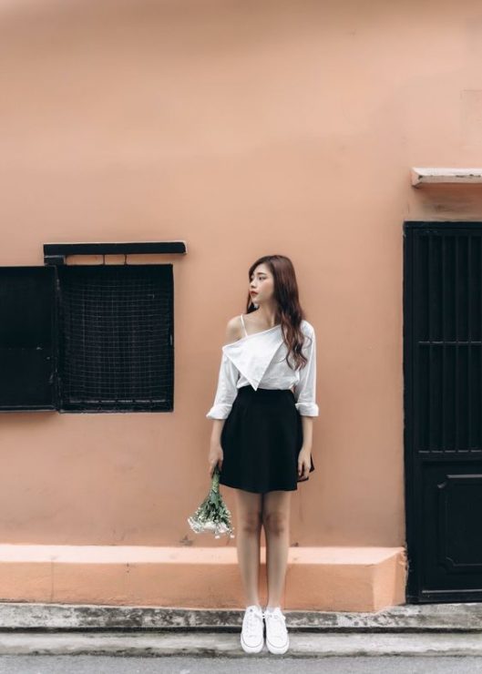 黑白穿搭　夏天